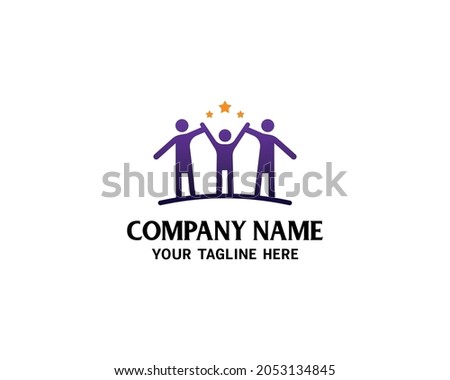 Abstract  people logo. Winner logo design. Friends logo. Support man. Team work logo . 