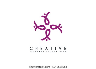 Abstract People Logo.Human Icon isolated on White Background.Usable for Teamwork and Family Logos. Flat Vector Logo Design Template Element