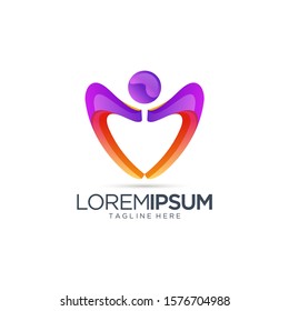 Abstract People Love Logo Vector Template