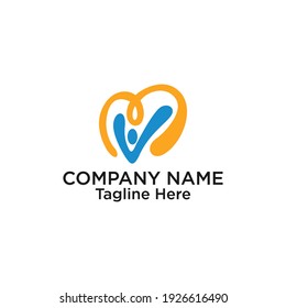 abstract people love vector logo. human character logo. fit for foundation or healthcare logo.