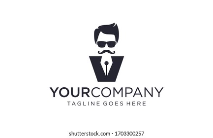 Personas abstractas con formularios para el diseño de logotipos editables