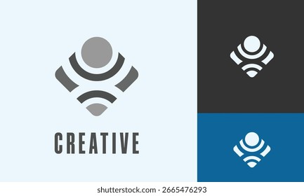 Abstrakte Menschen und Bleistift oder Buntstift für kreative Menschen Logo-Design