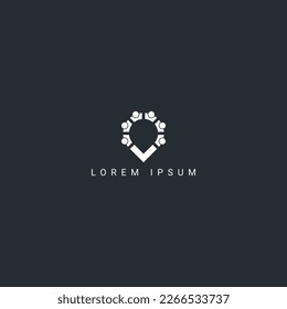 Abstract people or pin combination logo design vector template.