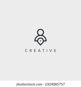 Abstract people point logo design template. Creative people and location concept vector illustration.