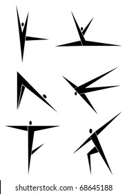 Abstract people poses icons. Vector illustration on white.