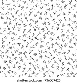 Abstract people. Seamless pattern. Vector black and white illustration