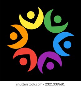 Abstract people shaped rainbow colors. Rainbow flag vector illustration.