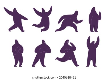 Abstract people shapes. Freehand drawing elements, big figure silhouettes. Modern graphic dark person, isolated creative human utter vector set