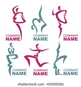 Abstract  People Silhouette Doing Yoga for Your Logo