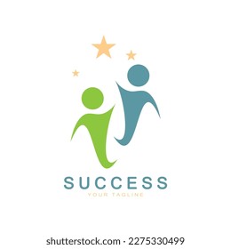 Abstract people success logo design.fun people,healthy people,sport,community people symbol vector illustration