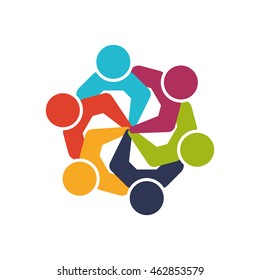 Abstract people and support concept represented by teamwork icon. Isolated and flat illustration