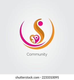 Abstract people symbol, face, togetherness and community concept design, creative hub, care, love, social connection icon, NGO logo and logo set. Vector, Illustration.