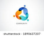 Abstract People symbol, togetherness and community concept design, creative hub, social connection icon, template and logo set