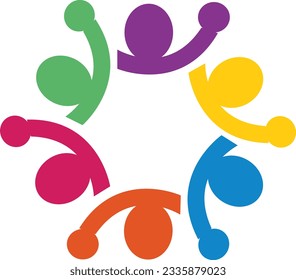 Abstract People symbol, togetherness and community concept design, creative hub, social connection icon, template and logo set