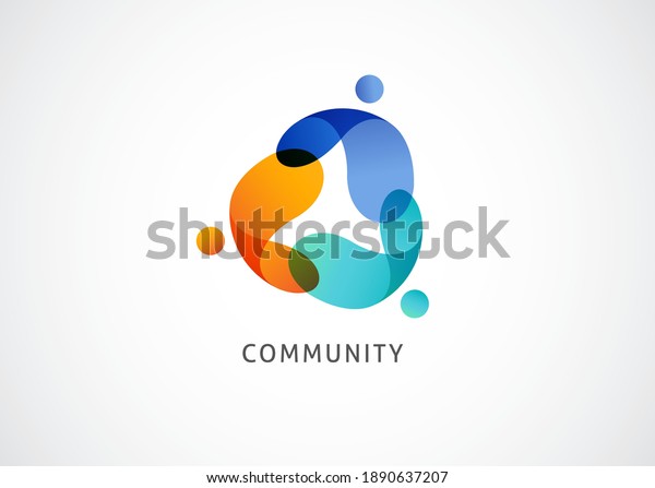 Abstract People symbol, togetherness and community
concept design, creative hub, social connection icon, template and
logo set