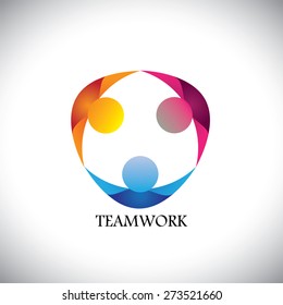 abstract people team & teamwork - vector logo icon. this icon can also represent friends together, employees union, kids or children playing, unity, diversity