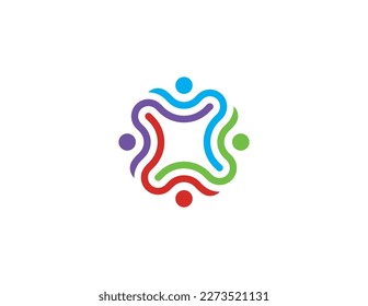 Abstract People Teamwork Group Logo Concept icon sign symbol Element Design. Community, United, Charity, Organization Logotype. Vector illustration template