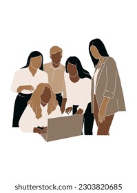 Abstract people teamwork illustration. Vector illustration.