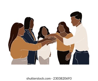 Abstract people teamwork illustration. Vector illustration.