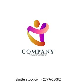 logotipo de plantilla de personas abstractas en forma simple y color de gradiente