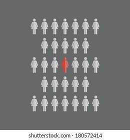 abstract people thinking different about something on a gray background