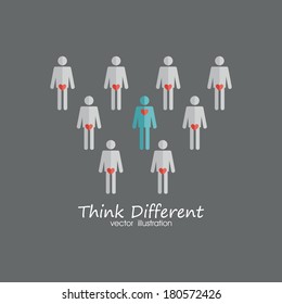 abstract people thinking different about something on a gray background