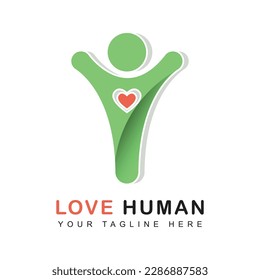 Abstract people vector design with heart. Vector logo design template.