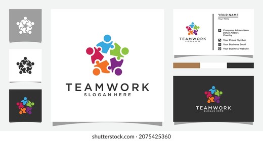 Abstrakte Menschen Vektordesign repräsentiert Teamwork, Vielfalt, Zeichen und Symbole mit Visitenkartendesign.