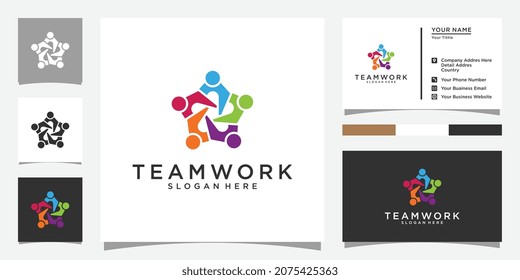 Resumen El diseño vectorial de personas representa trabajo en equipo, diversidad, signos y símbolos con diseño de tarjetas de visita.