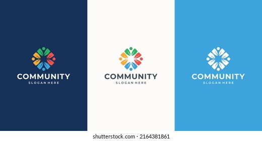 Abstract people vector logo design represents teamwork, diversity, signs and symbols modern logos.