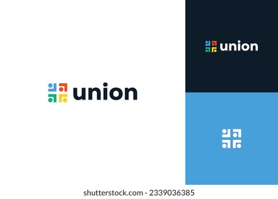 Abstract people vector logo design represents symbols teamwork, diversity dan union.
