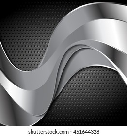 Resumen de textura metálica perforada con ondas de color plateado. Diseño gráfico de plantillas de vector