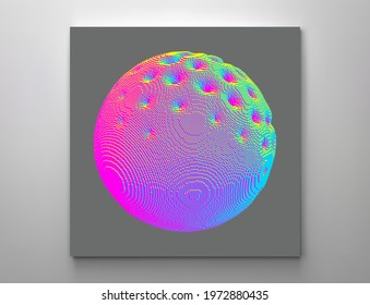 Abstract perforated sphere. Art geometric primitive. Damaged cell or bacterium with holes in outer shell. Voxel art.Vector illustration for cover, poster, flyer or banner.