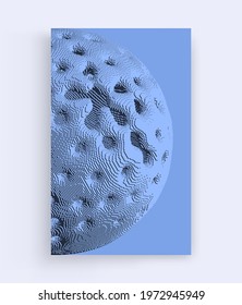Resumen de esfera perforada. primitivo geométrico del arte. Celda o bacteria dañada con agujeros en la cubierta exterior. Dibujo Voxel art.Vector para portada, afiche, volante o banner.