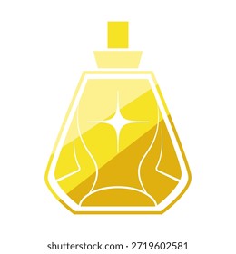 Ícone de frasco de perfume abstrato simbolizando fragrância de luxo e produtos de beleza, representando elegância, glamour e aroma com um elemento de design brilhante