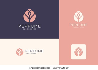 Diseño Abstractas del logotipo de la botella de perfume. Símbolo de lujo para el producto premium.