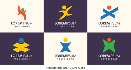 abstract person of the elegant design concept for the logo associated with the business people, health, sports, assistance, vector illustration