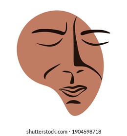 Abstract person face, minimal style, line drawing, vector illustration.