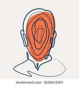 Persona Abstractas Cara una línea de dibujo. Ilustración de una sola línea de la cara de la persona Abstractas. Persona Abstractas Cara minimalista línea de arte
