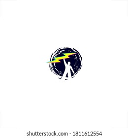 abstract person hold lightning bolt in black hole
