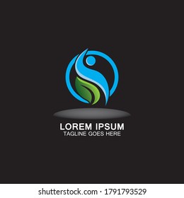Abstract Person with leaf logo creative inspiration Design Vector Template