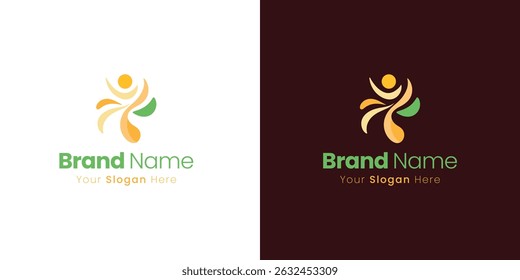 Abstract Person and Leaf Logo Design Concept for Sustainable Brand Identity Solution