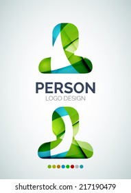 Abstract person logo design made of color pieces - various geometric shapes