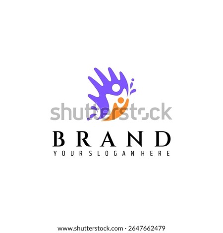 abstract person logo with splash effect hand in flat design style