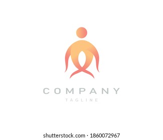 abstract person logo template isolated on white, with hands