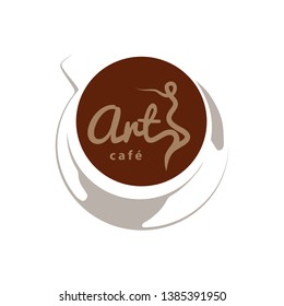 abstract person as a part of word art inside cup of coffee