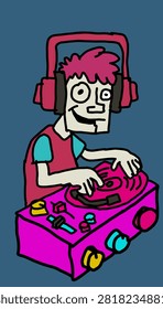 Abstract Person Playing Retro Arcade Machine Vector Illustration for 90s Pop Culture Articles and Gaming Cafe Flyers