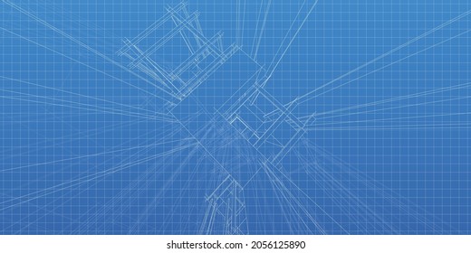 Abstract perspective architecture line, Sketch concept idea.