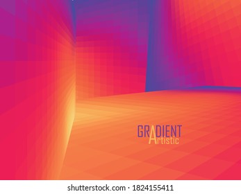 Abstract perspective background with geometric shapes and gradient color design.