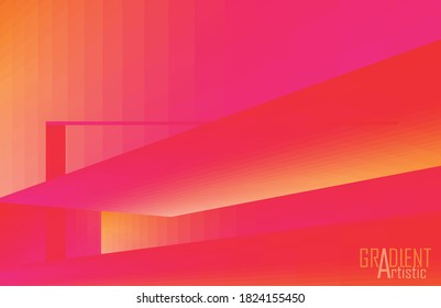 Resumen de fondo de perspectiva con formas geométricas y diseño de color degradado.